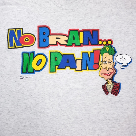 Vintage 90s No Brain No Pain Redneck Farmer Funny Humor Single Stitch T-shirt - Picture 2 of 10